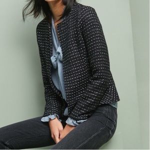 Dolan Anthropologie Tweed Peplum Jacket blue black